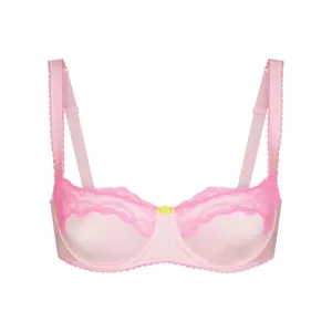 🌸 NWT SKIMS Stretch Satin Lace Unlined Balconette Bra 🌸 34DDDD Cherry Blossom