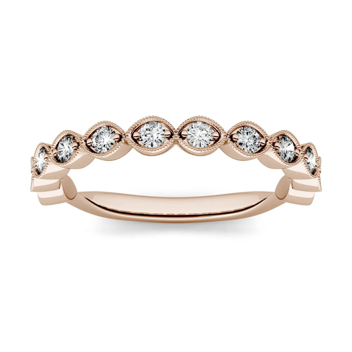 0.40 CTW DEW Round Moissanite Bezel Band in 14K Rose Gold