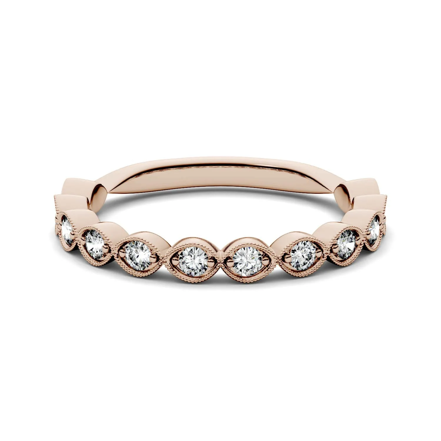 0.40 CTW DEW Round Moissanite Bezel Band in 14K Rose Gold