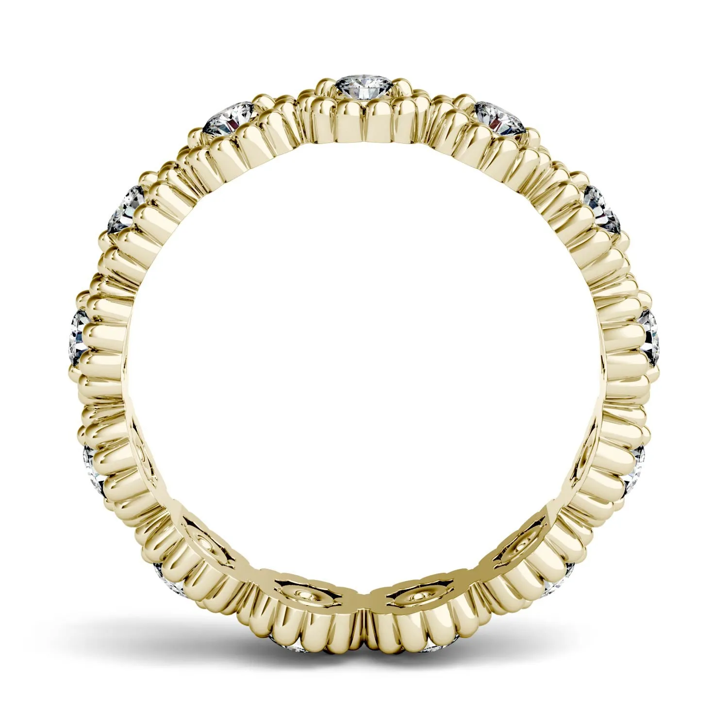 0.59 CTW DEW Round Moissanite Milgrain Eternity Band in 14K Yellow Gold