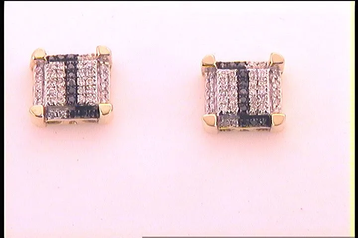 10kt Yellow Gold Womens Color Enhanced Black Diamond Stud Earrings 1/6 Cttw