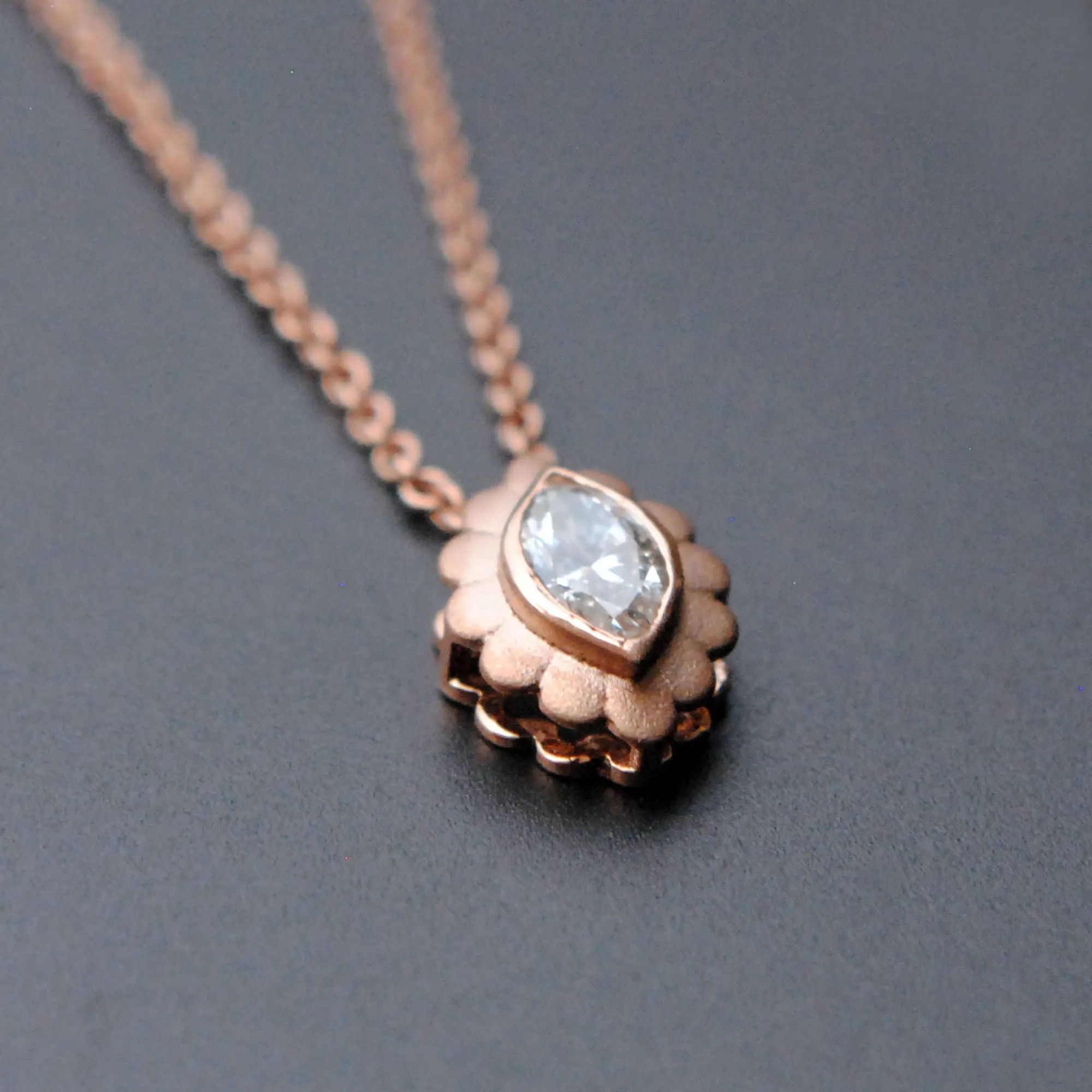 1/4 Carat Bezel Set Marquise Diamond Necklace with 14K Solid Gold