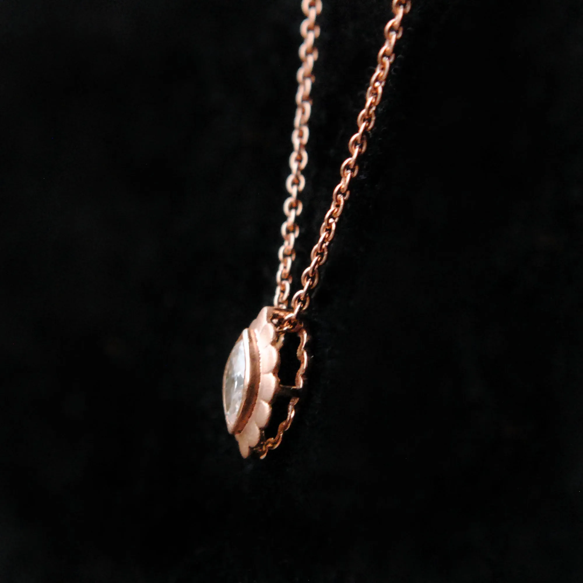 1/4 Carat Bezel Set Marquise Diamond Necklace with 14K Solid Gold