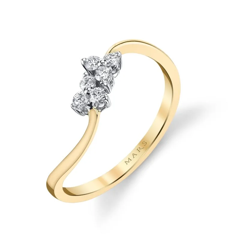 14K Two-Tone Gold 0.15ct. Cluster Diamond Dainty Fashion Ring