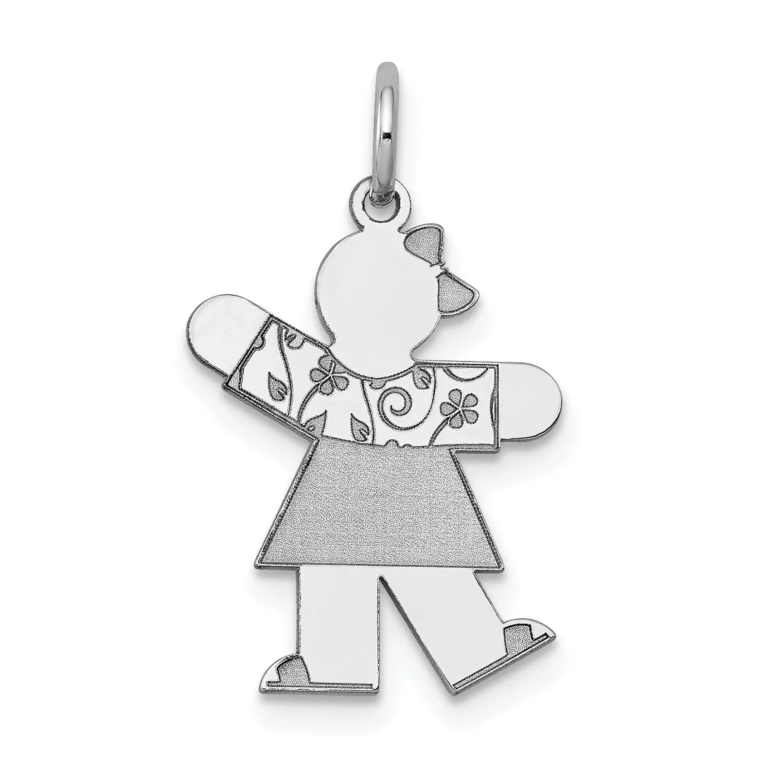 14k White Gold Girl in Floral Dress Kiss Charm