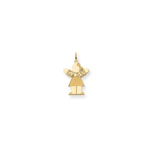 14k Yellow Gold Girl in Floral Dress Love Charm