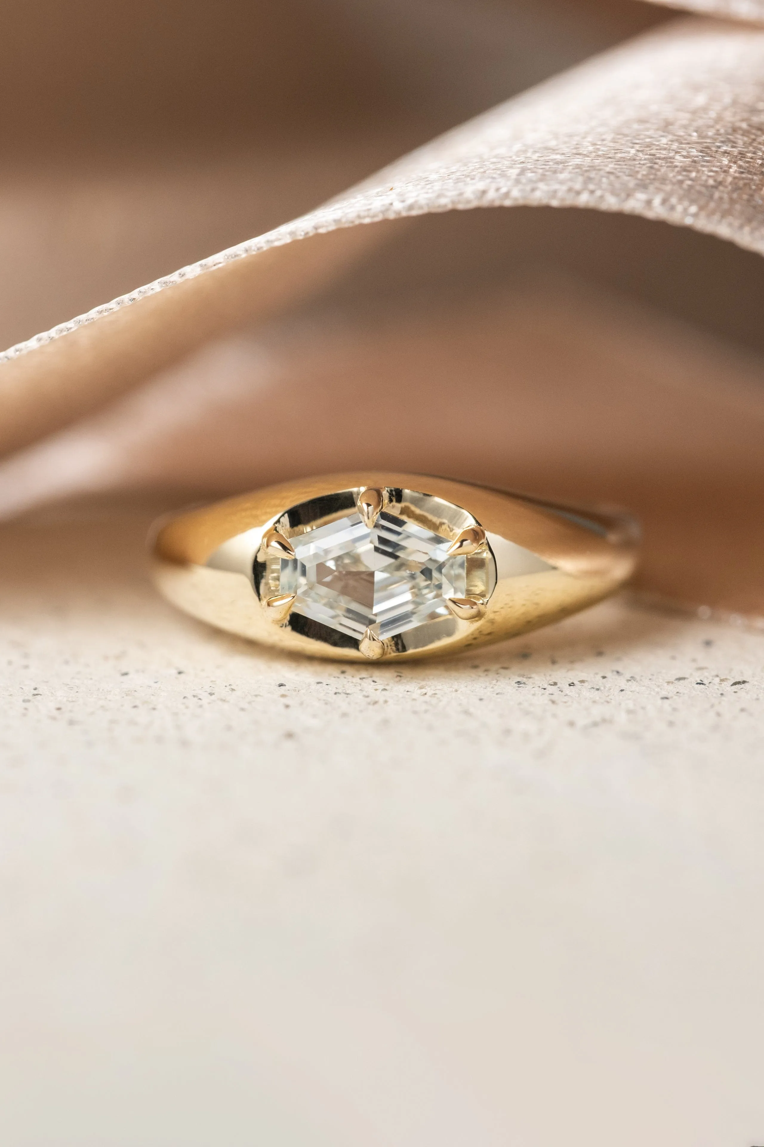 1.57ct Atlas Light Blue Hexagon Sapphire Engagement Ring