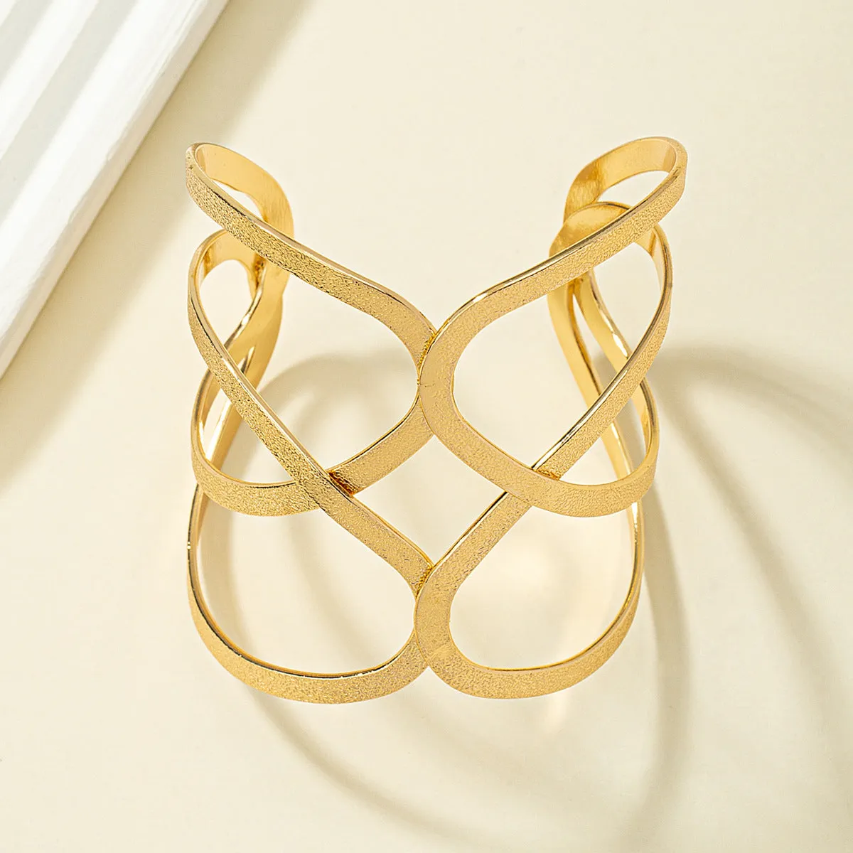 18K Gold-Plated Frosted Geometric Cuff