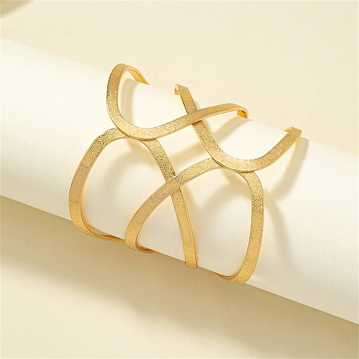 18K Gold-Plated Frosted Geometric Cuff