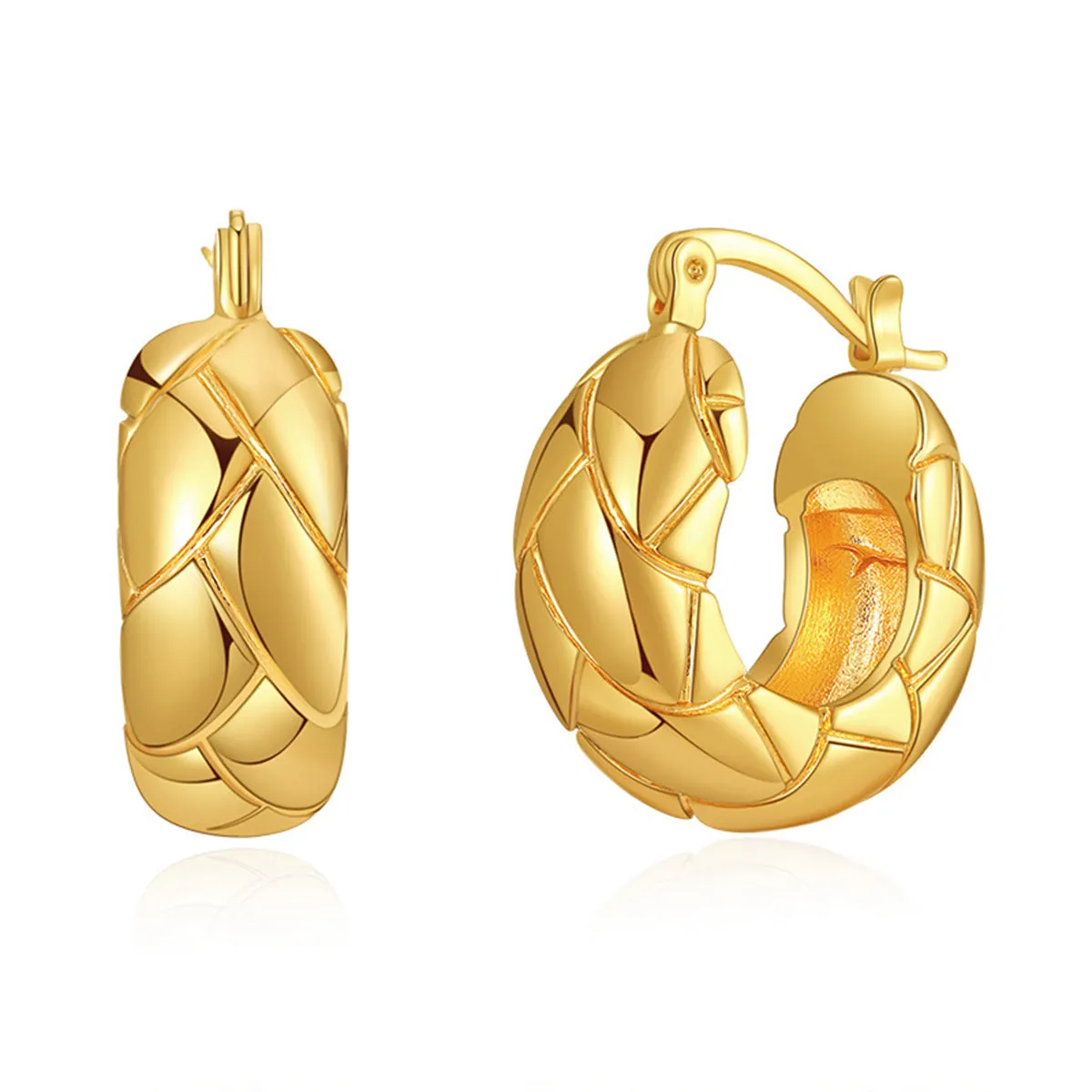 18K Gold-Plated Geometric-Cut Huggie Hoop Earrings