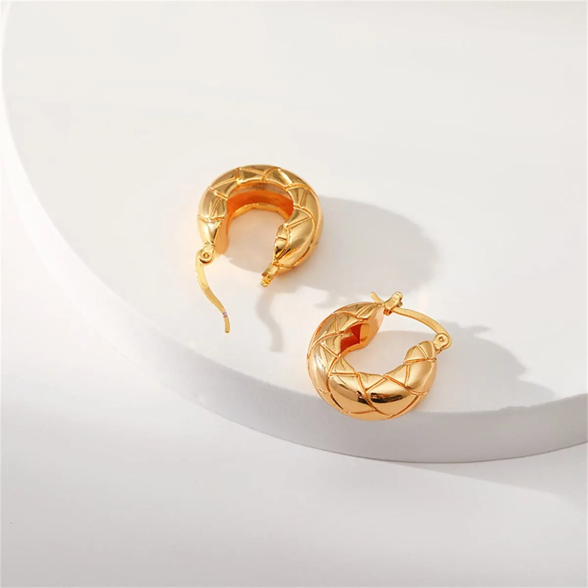 18K Gold-Plated Geometric-Cut Huggie Hoop Earrings