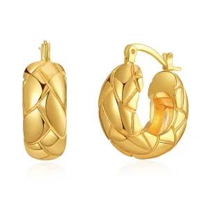 18K Gold-Plated Geometric-Cut Huggie Hoop Earrings