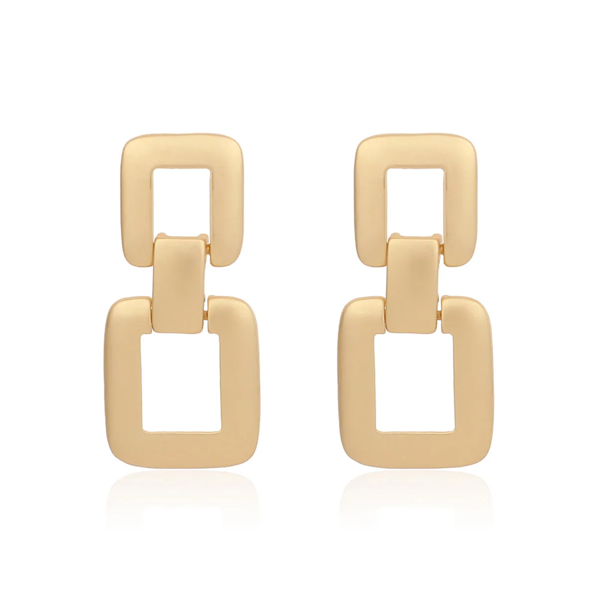 18K Gold-Plated Open Square Drop Earrings