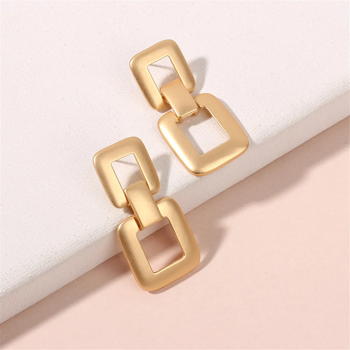 18K Gold-Plated Open Square Drop Earrings