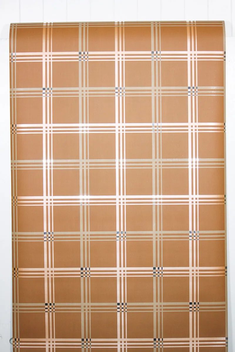 1970s Plaid Mylar Vintage Wallpaper