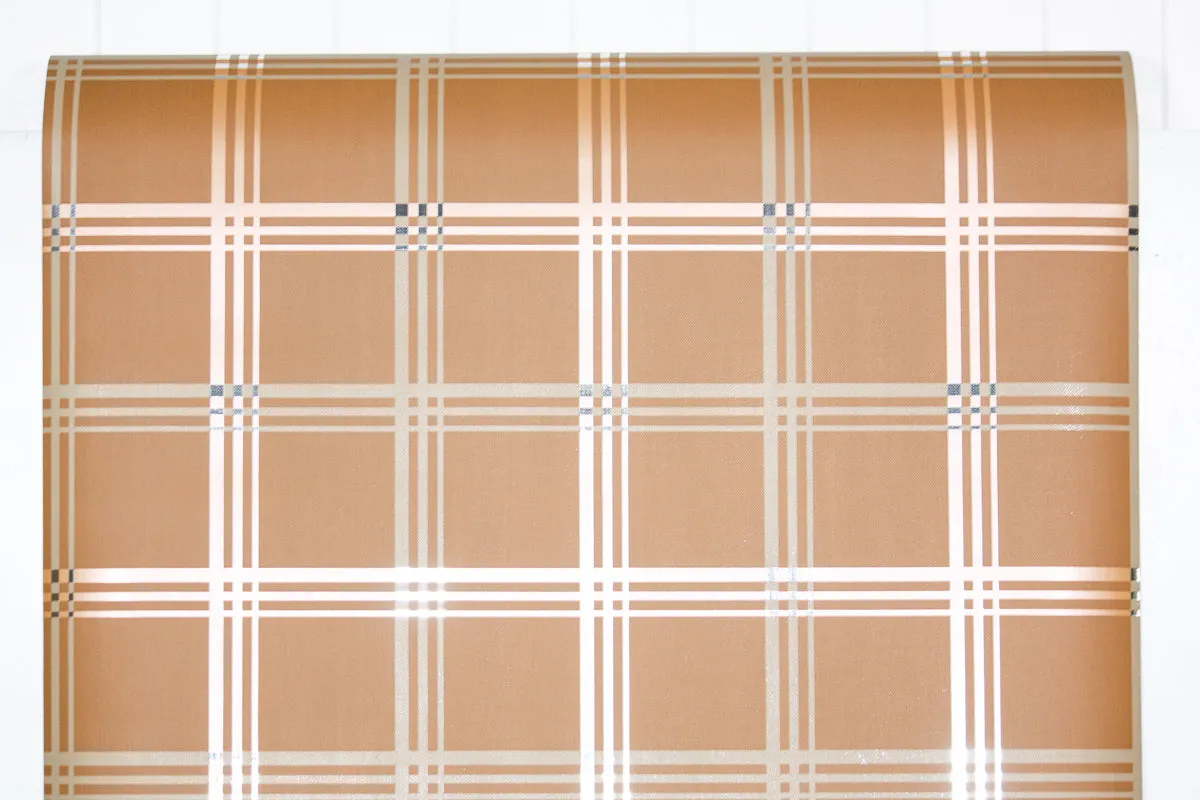 1970s Plaid Mylar Vintage Wallpaper