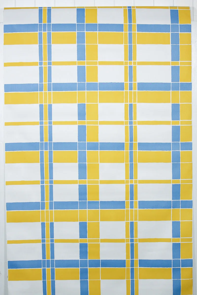 1970s Plaid Vinyl Vintage Wallpaper