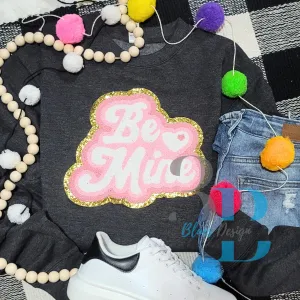 3Blues Designs |   Retro Be Mine LIGHT PINK Chenille Iron-on Patch