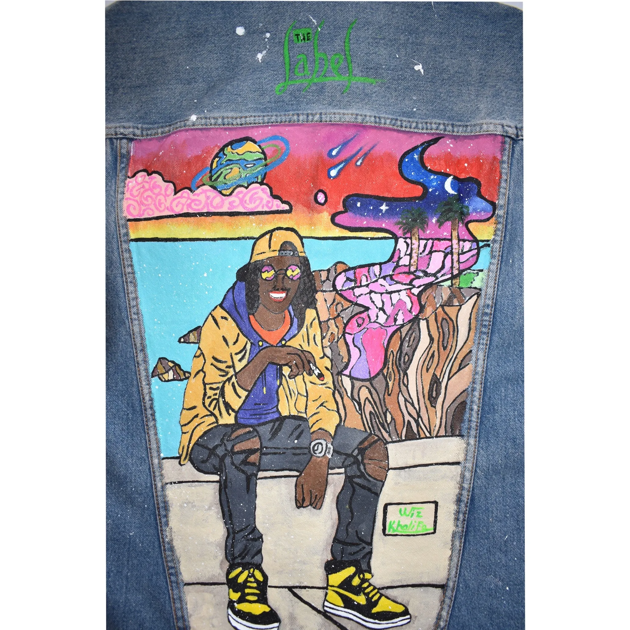 4:20 Time - Hand-Painted Denim Jacket Hoodie
