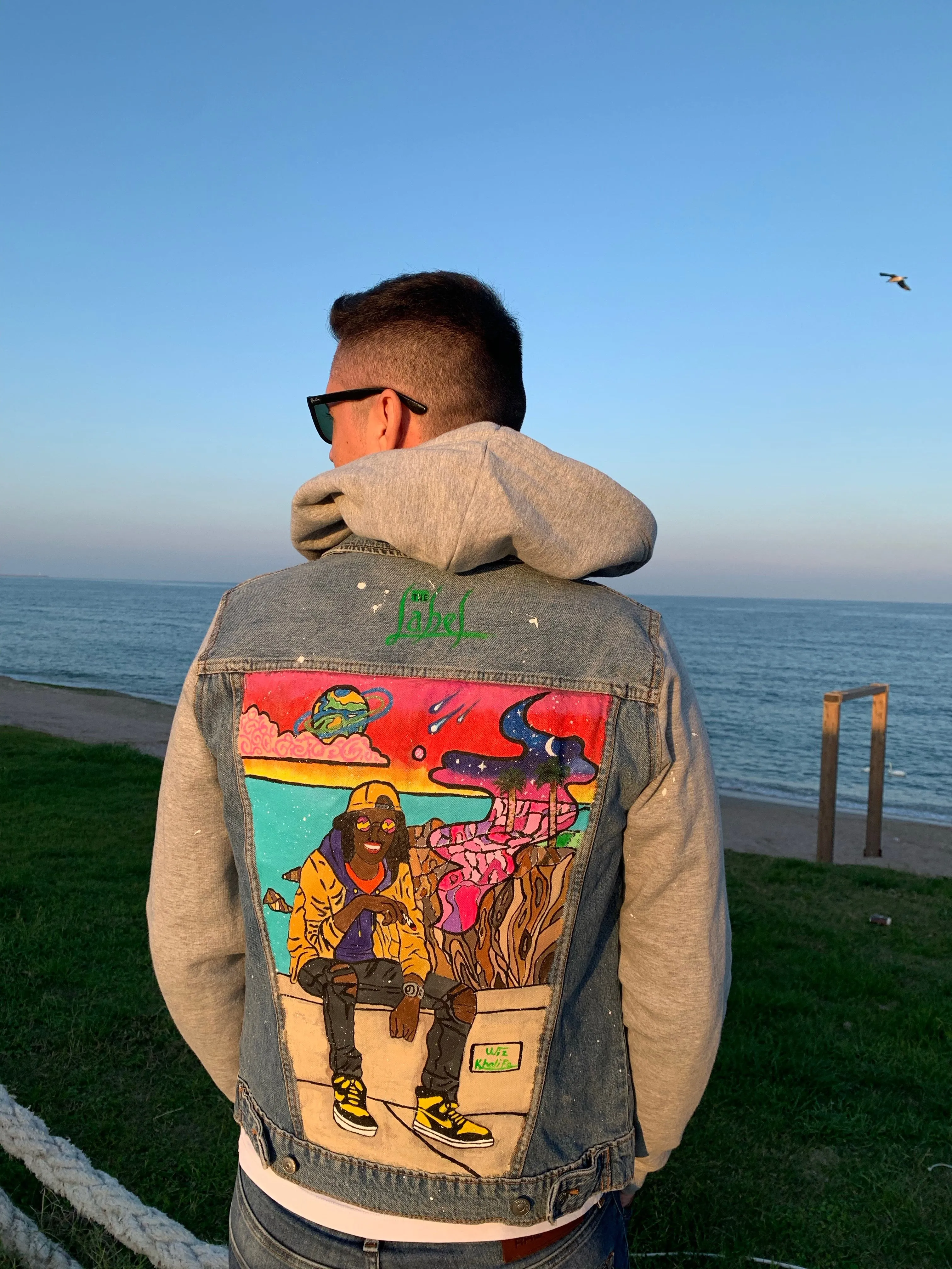 4:20 Time - Hand-Painted Denim Jacket Hoodie