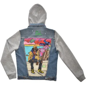 4:20 Time - Hand-Painted Denim Jacket Hoodie