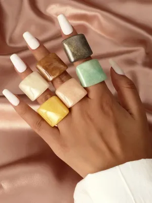 6pcs Square Decor Ring - Multicolor