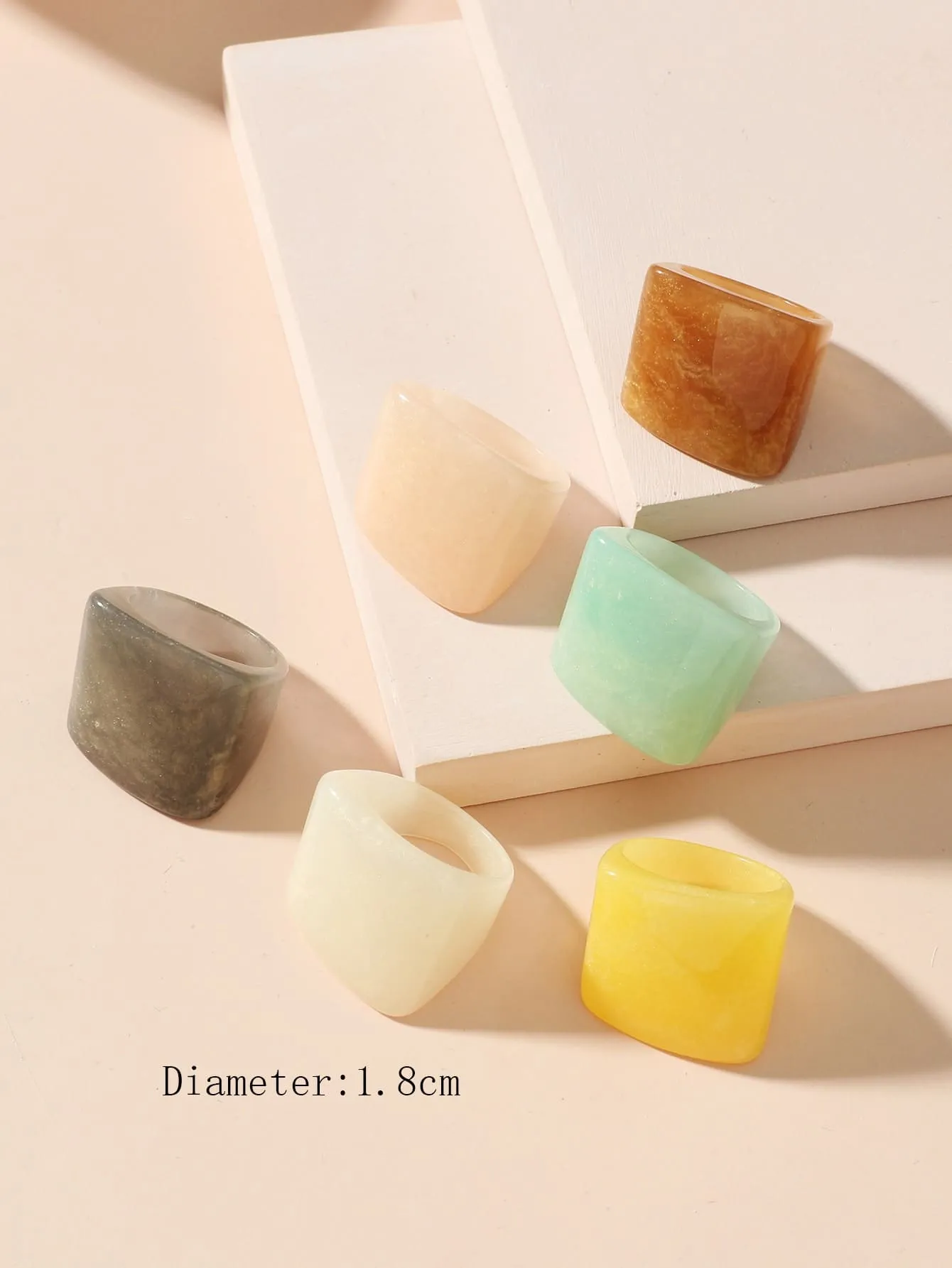 6pcs Square Decor Ring - Multicolor