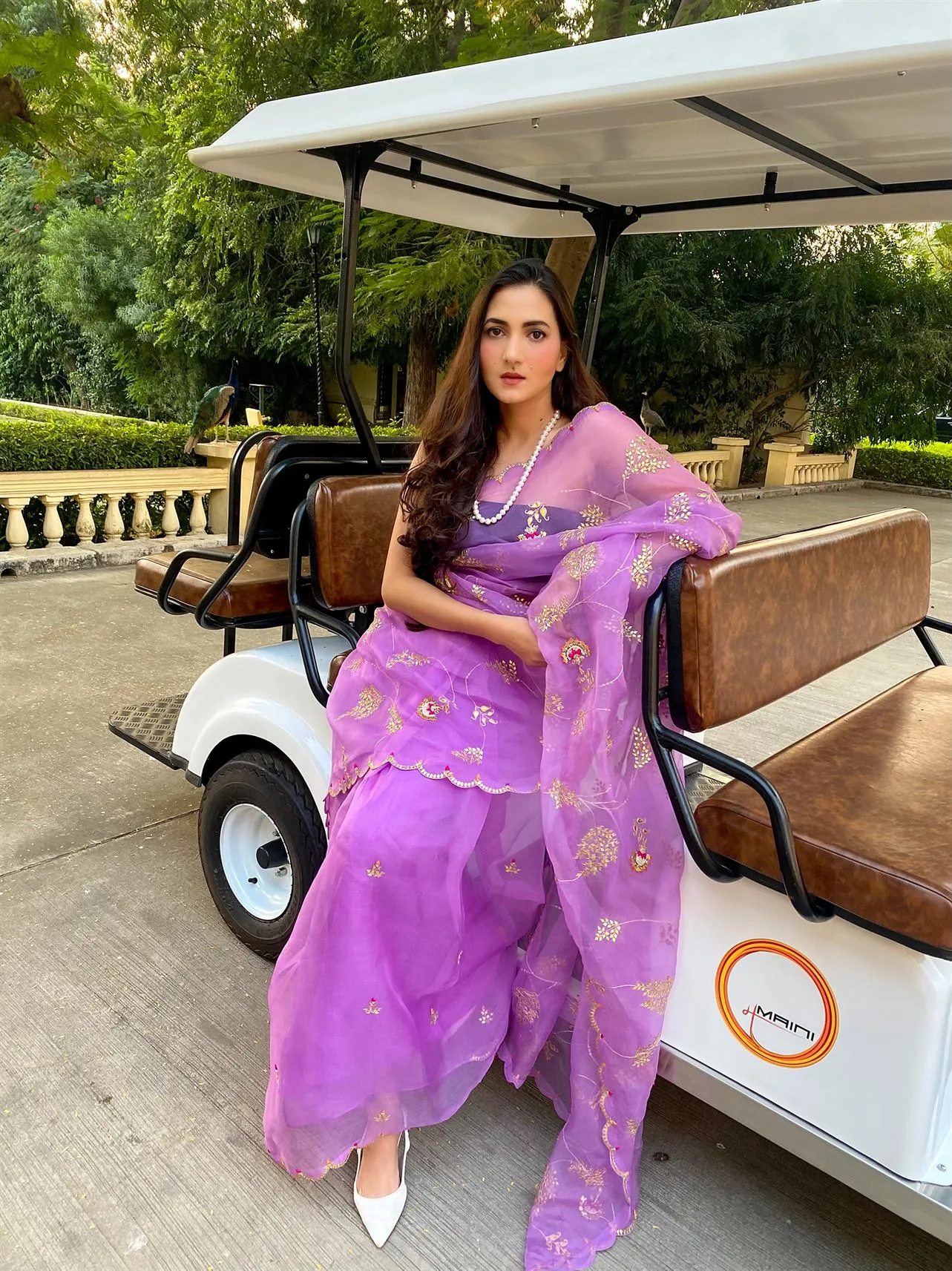 Aarti Sethia Studio    I   Purple Hand Embroidered Gota Patti Jaal Saree Set