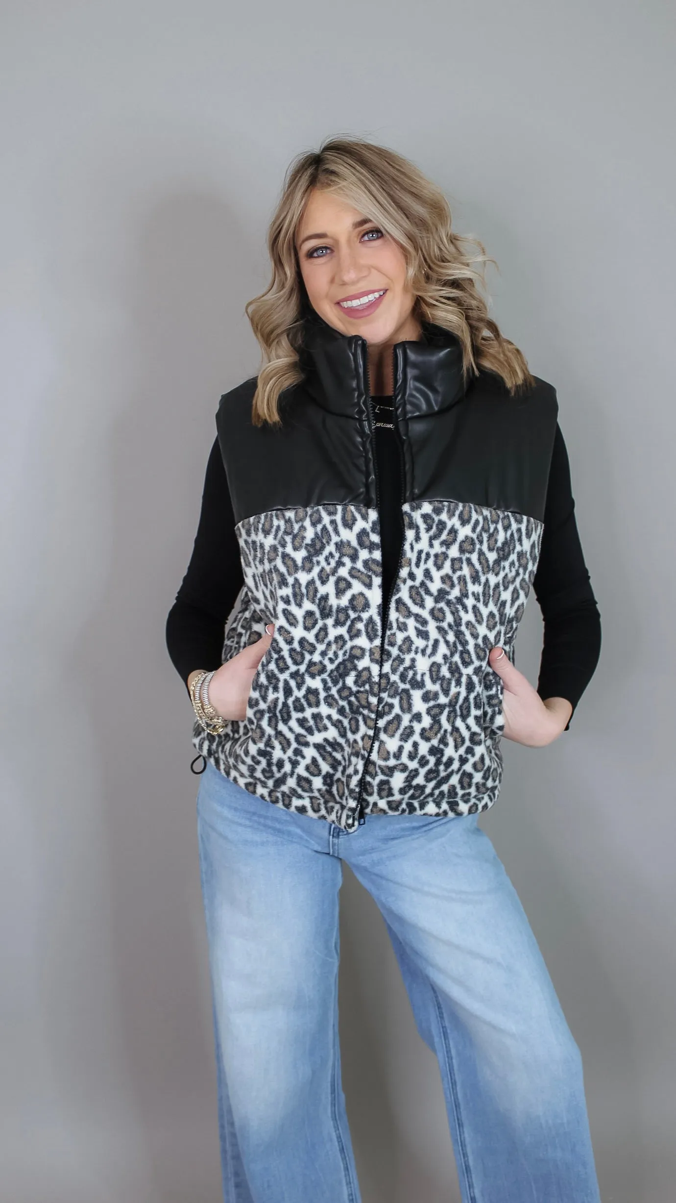 Aleyah Leopard Puffer Vest