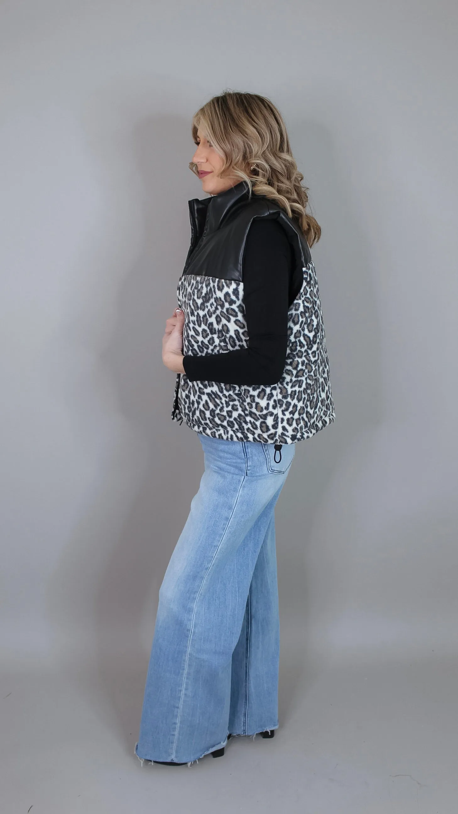 Aleyah Leopard Puffer Vest