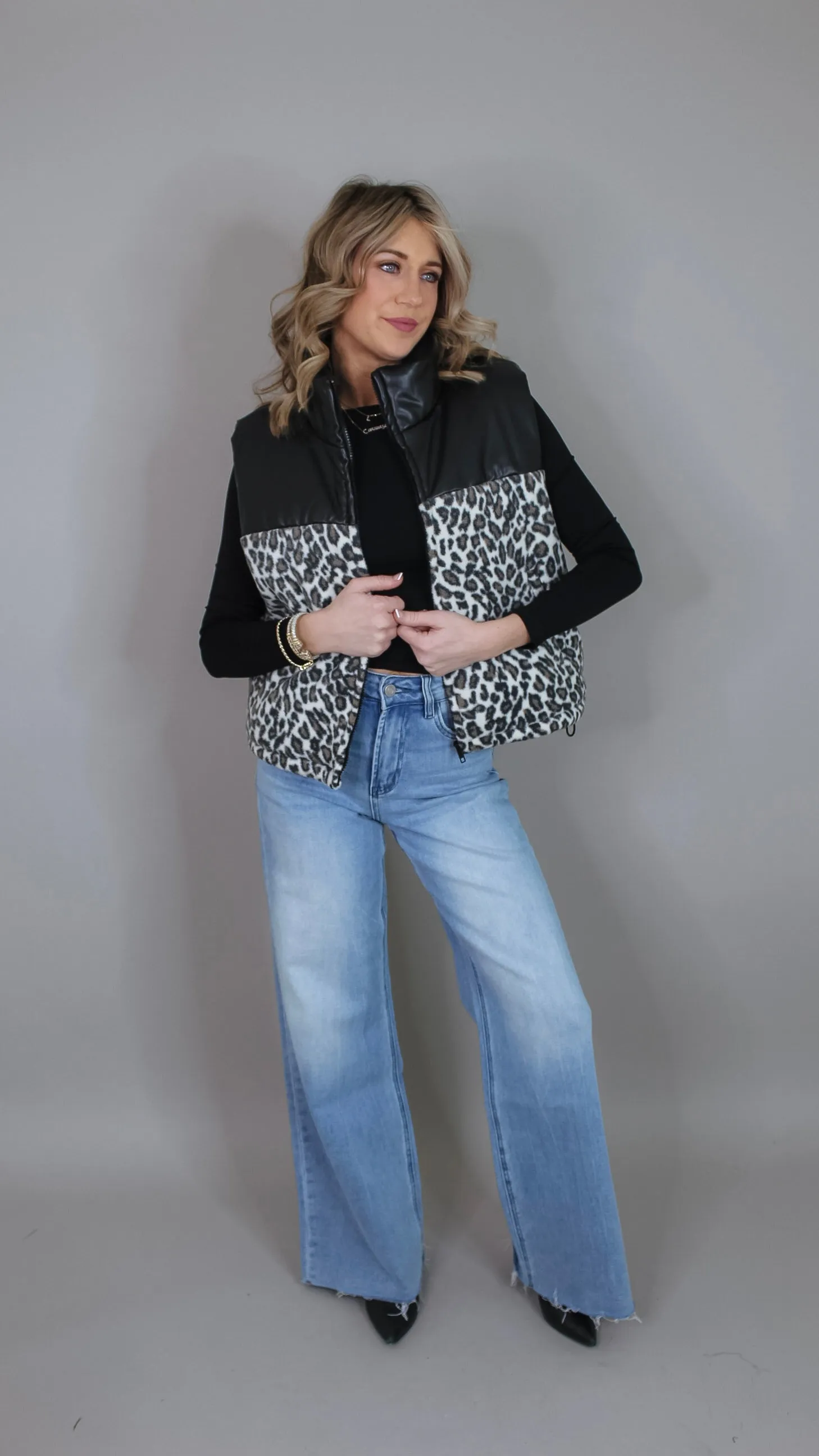Aleyah Leopard Puffer Vest