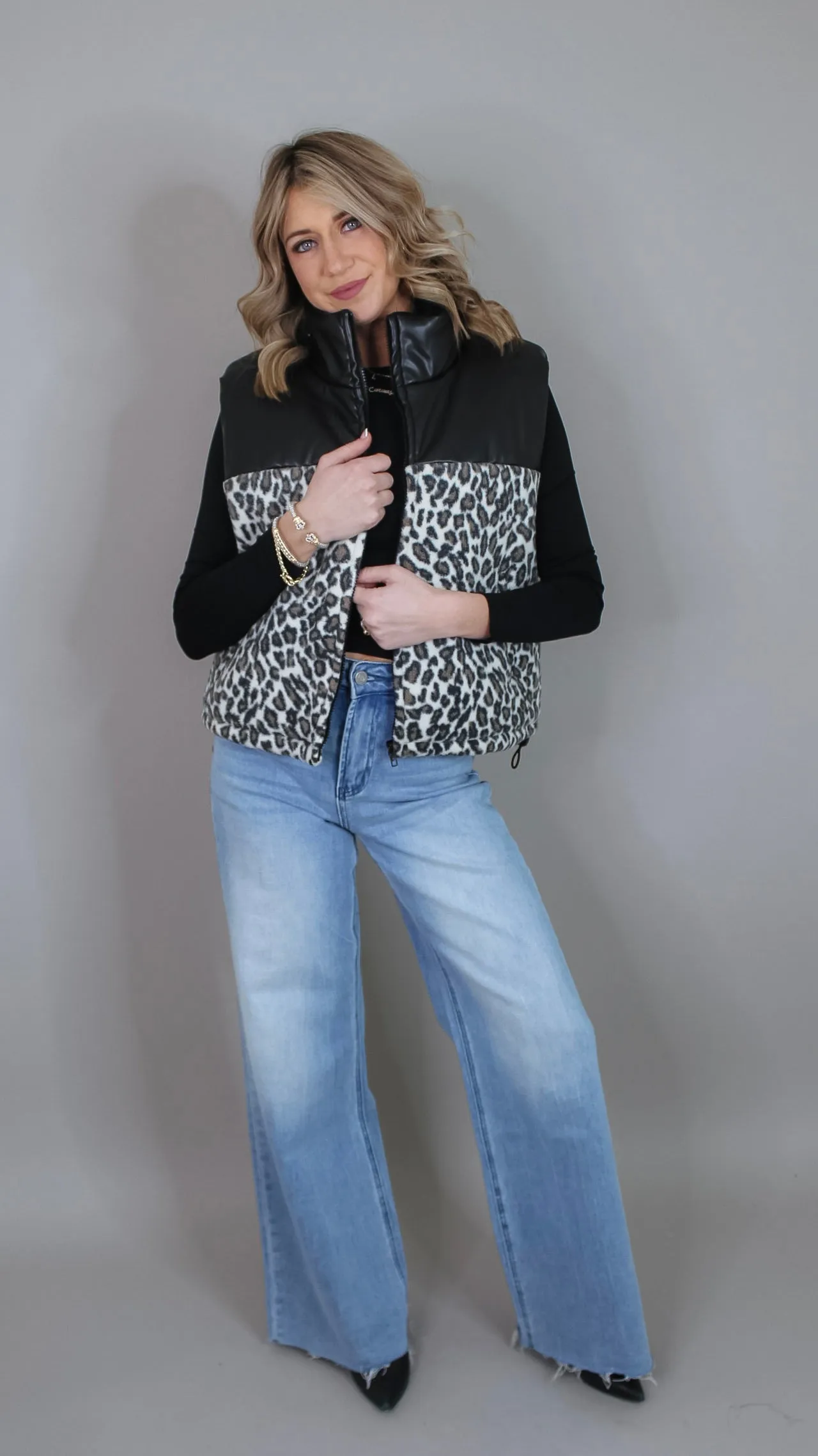 Aleyah Leopard Puffer Vest