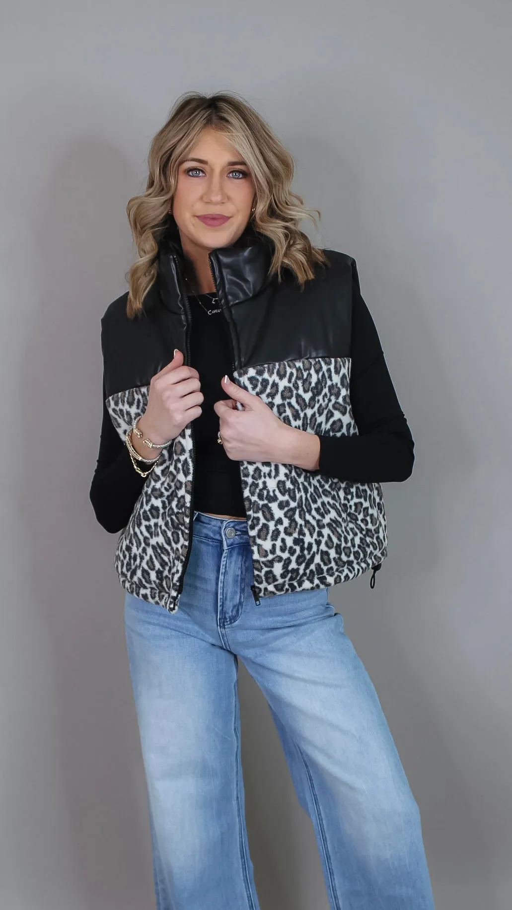Aleyah Leopard Puffer Vest
