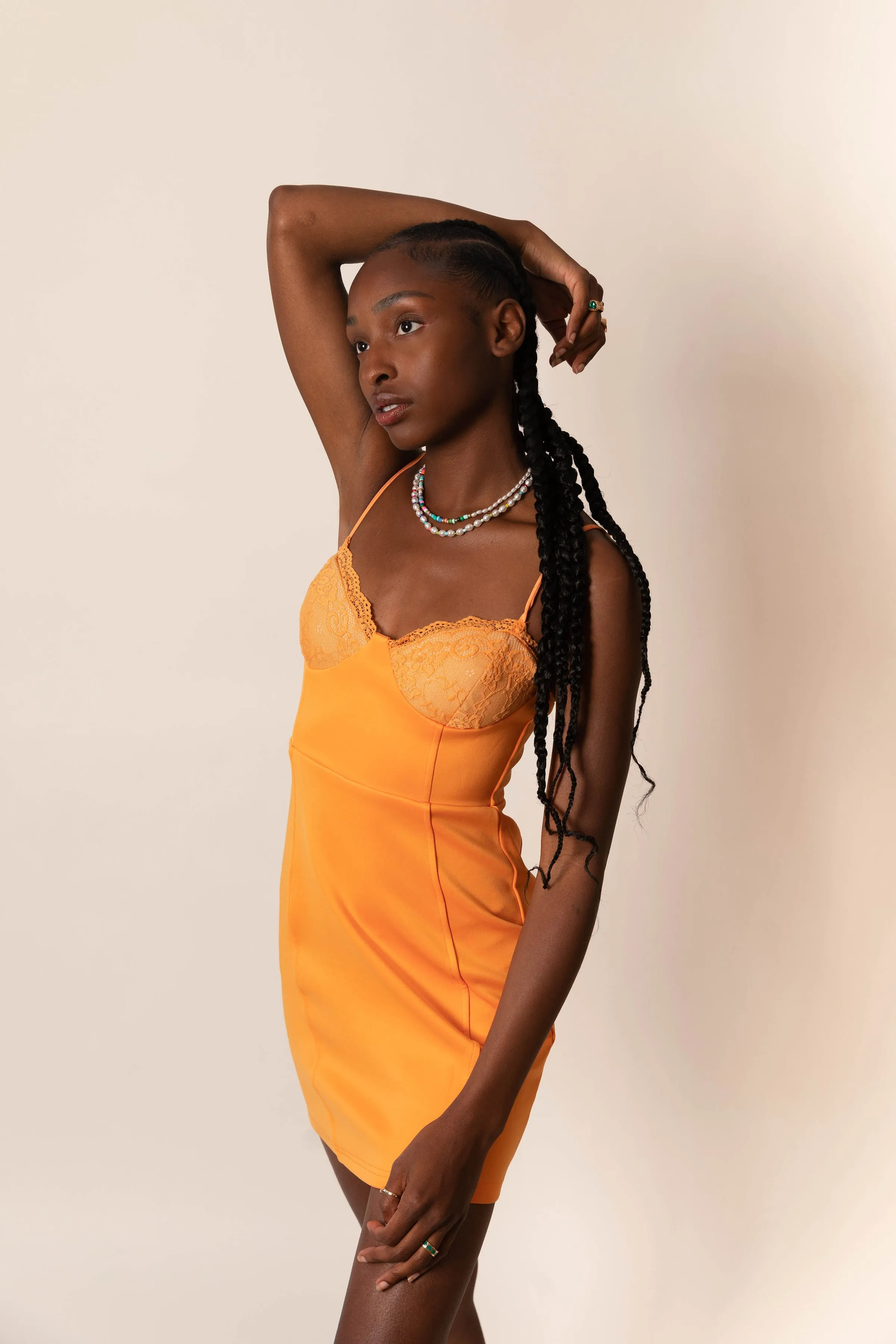 All Eyes On Me Orange Bustier Mini Dress