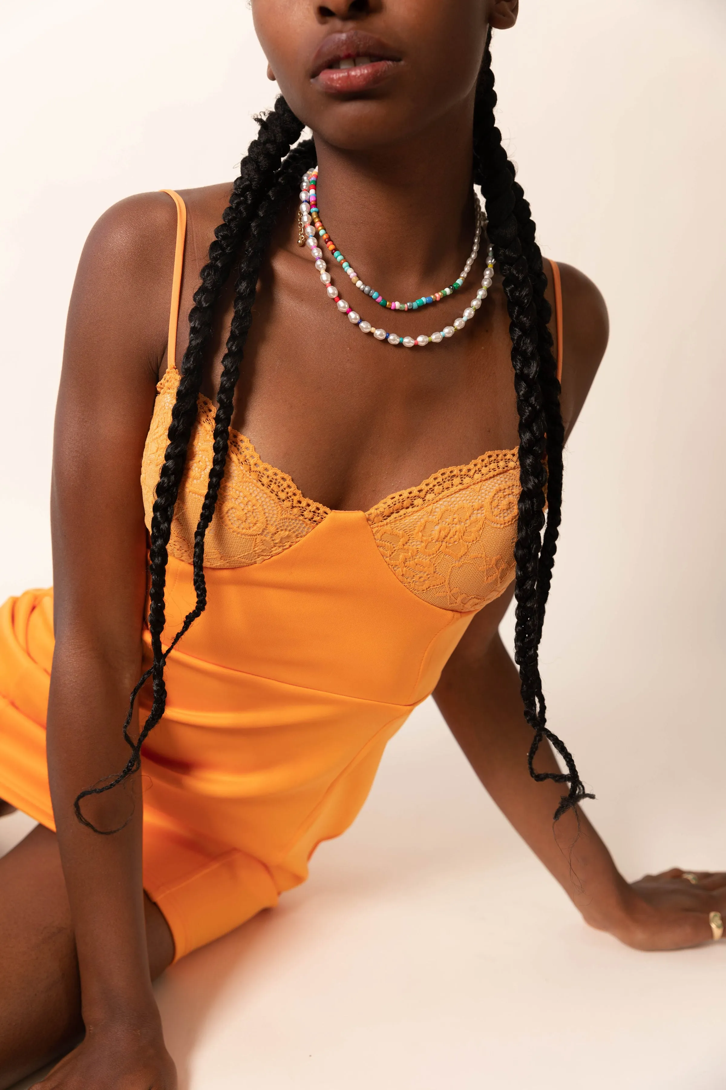 All Eyes On Me Orange Bustier Mini Dress