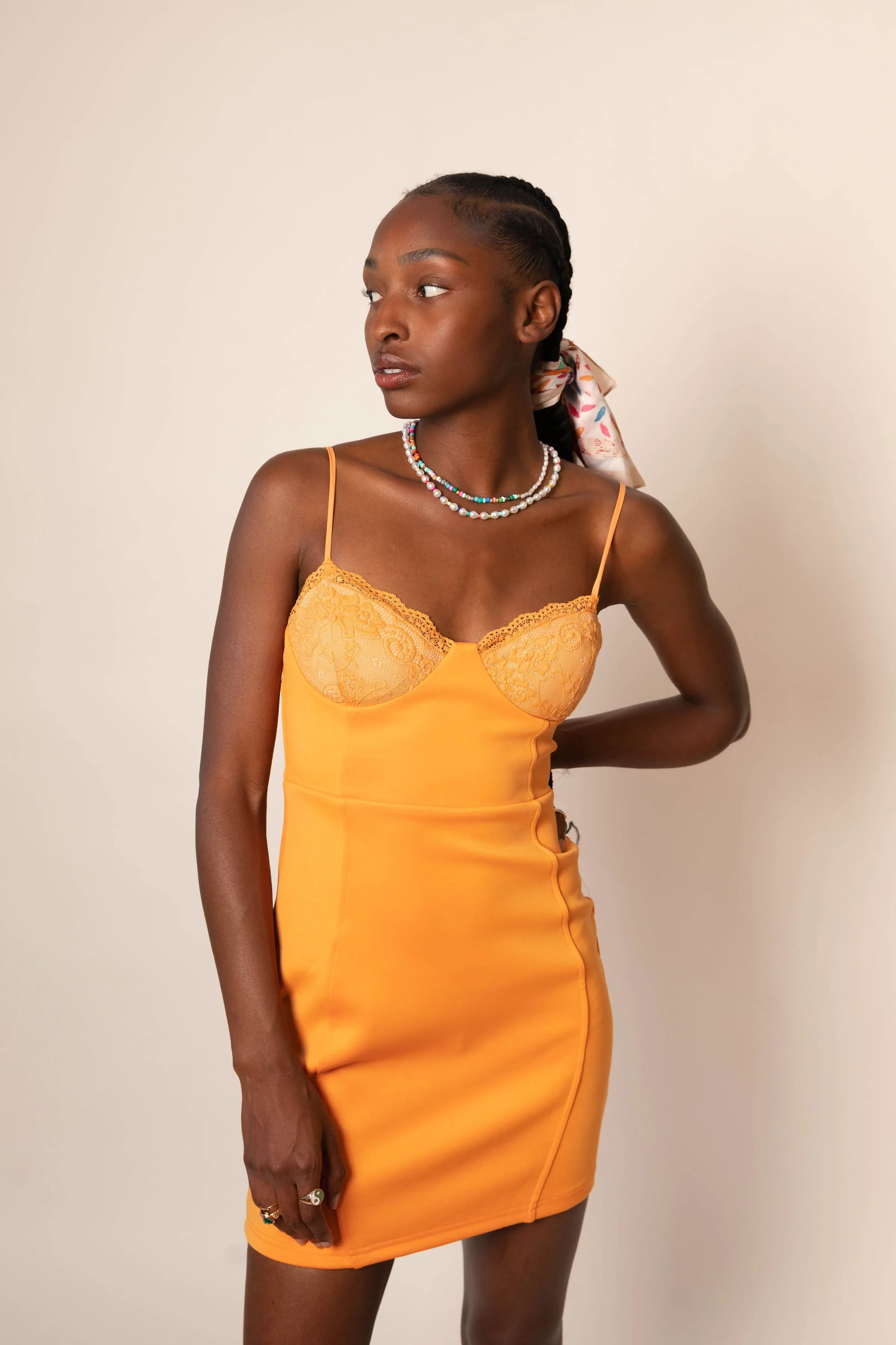 All Eyes On Me Orange Bustier Mini Dress