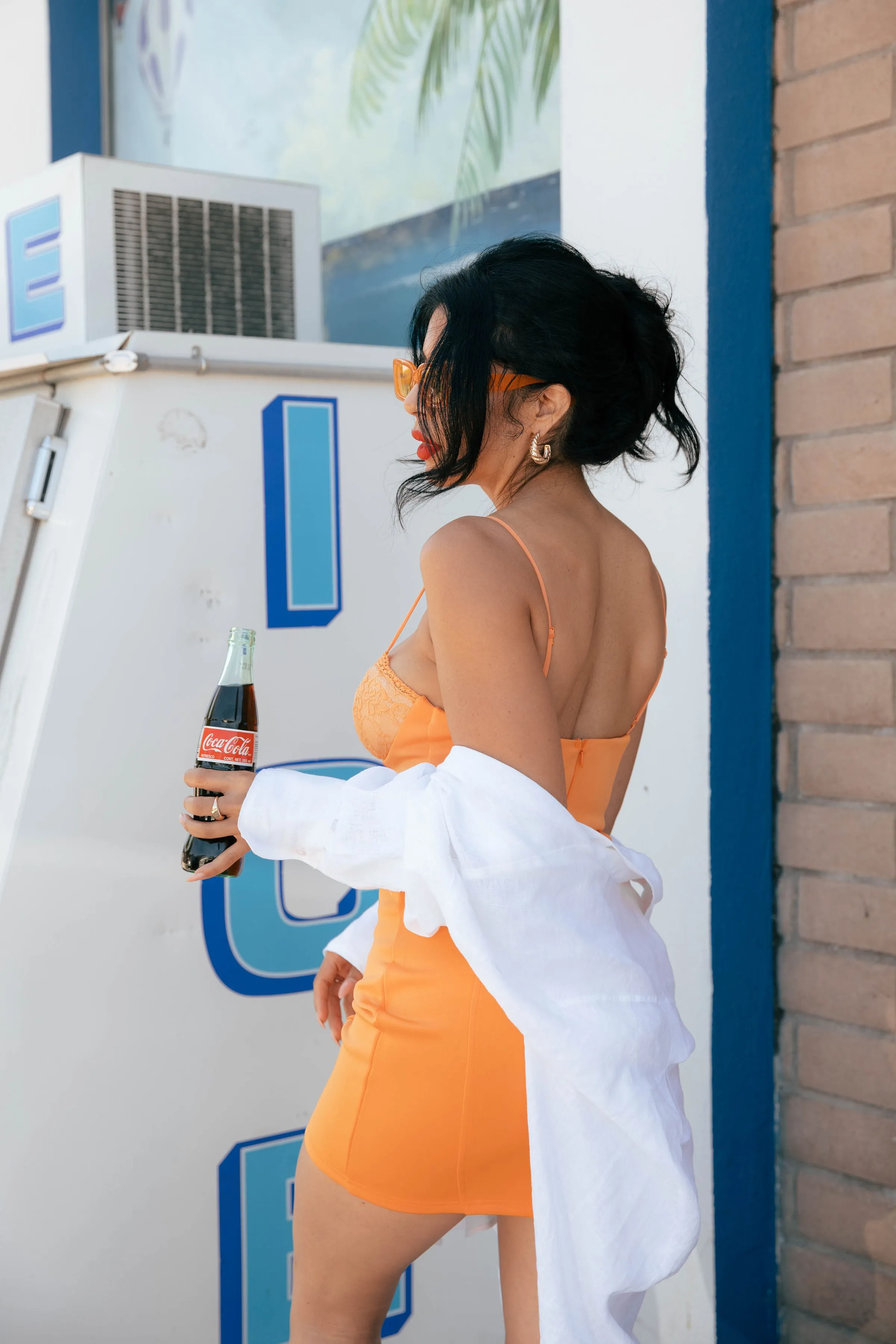 All Eyes On Me Orange Bustier Mini Dress