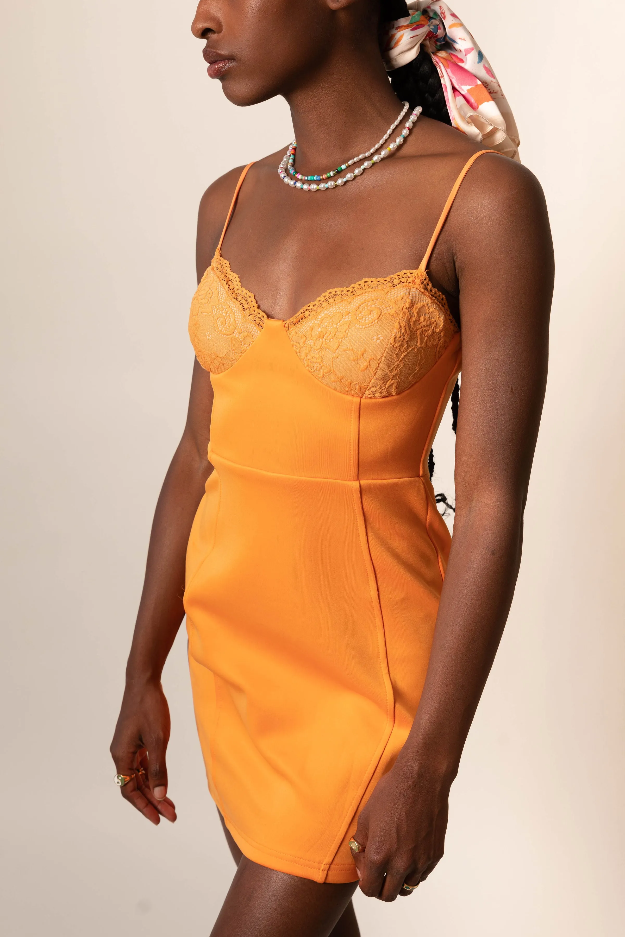 All Eyes On Me Orange Bustier Mini Dress