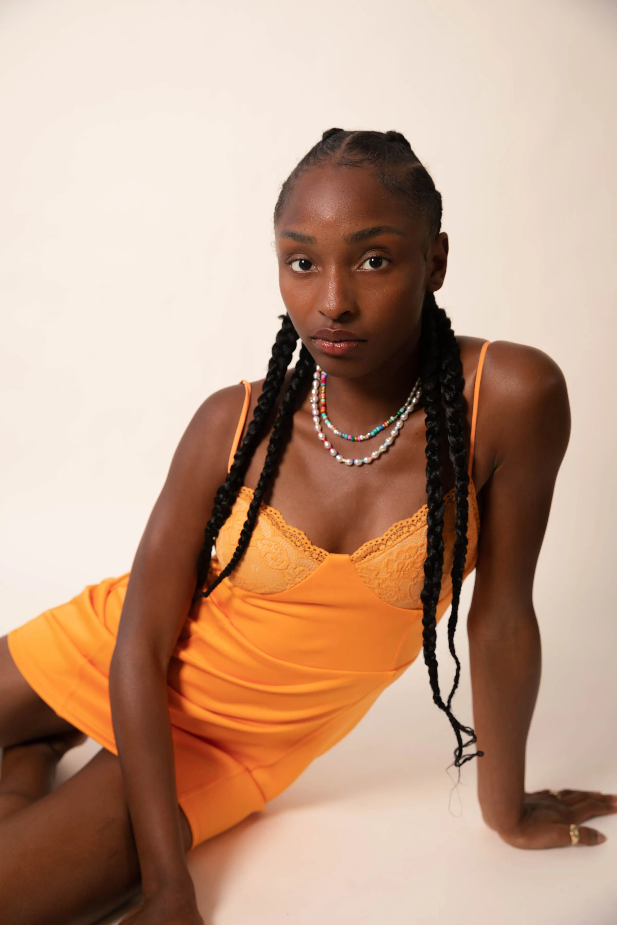 All Eyes On Me Orange Bustier Mini Dress