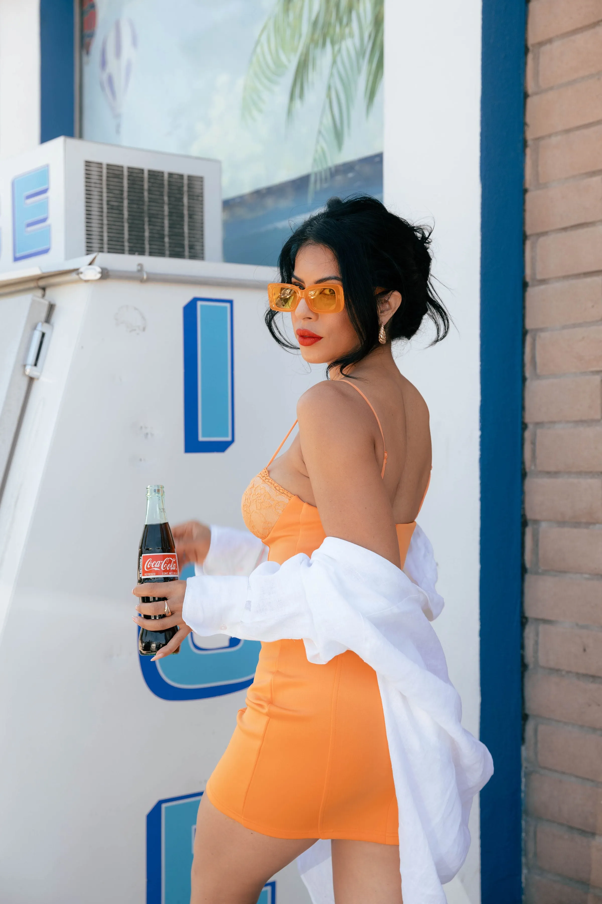 All Eyes On Me Orange Bustier Mini Dress