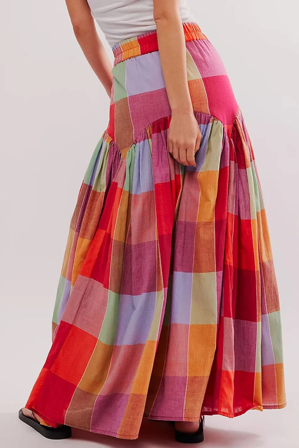 Alora Color Block Elastic Waist Maxi Skirt