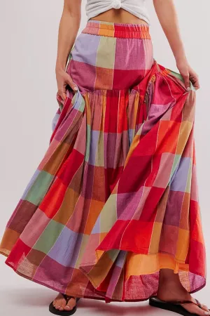 Alora Color Block Elastic Waist Maxi Skirt