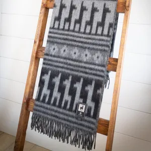 Alpaca Wool Throw Blanket - Alpaca Design (Black)