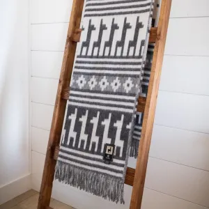 Alpaca Wool Throw Blanket - Alpaca Design (Grey)