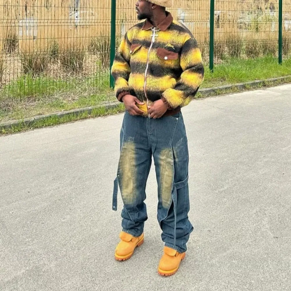 American High Street Vibe Heavy Industry Spliced Jeans