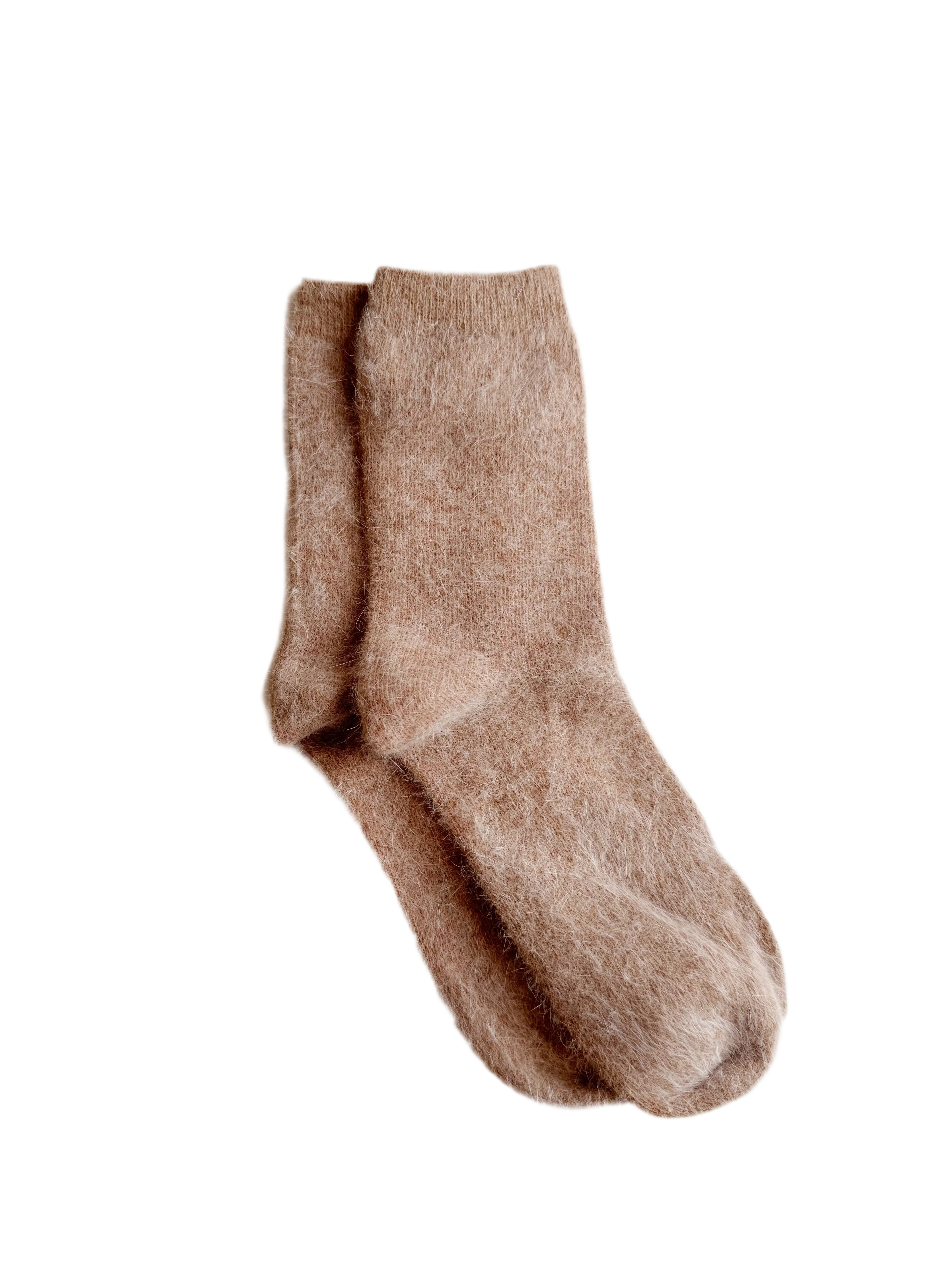 Angora fluffy socks in mushroom