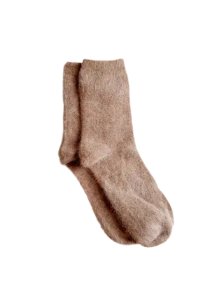Angora fluffy socks in mushroom