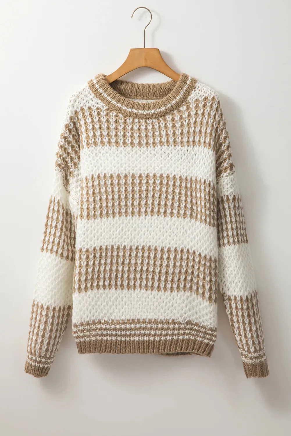 Annie Color Block Round Neck Dropped Shoulder Sweater