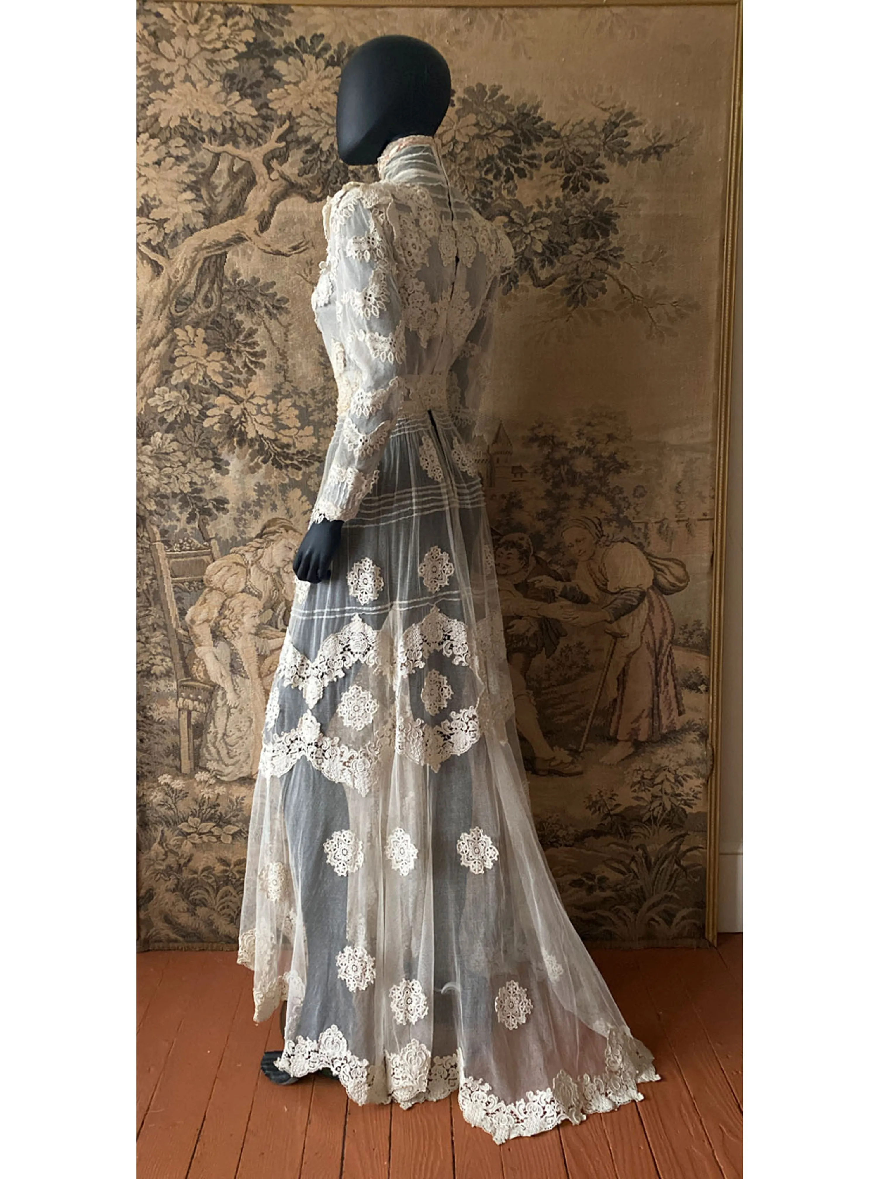 Antique Edwardian Circa 1912 Lace & Net Gown