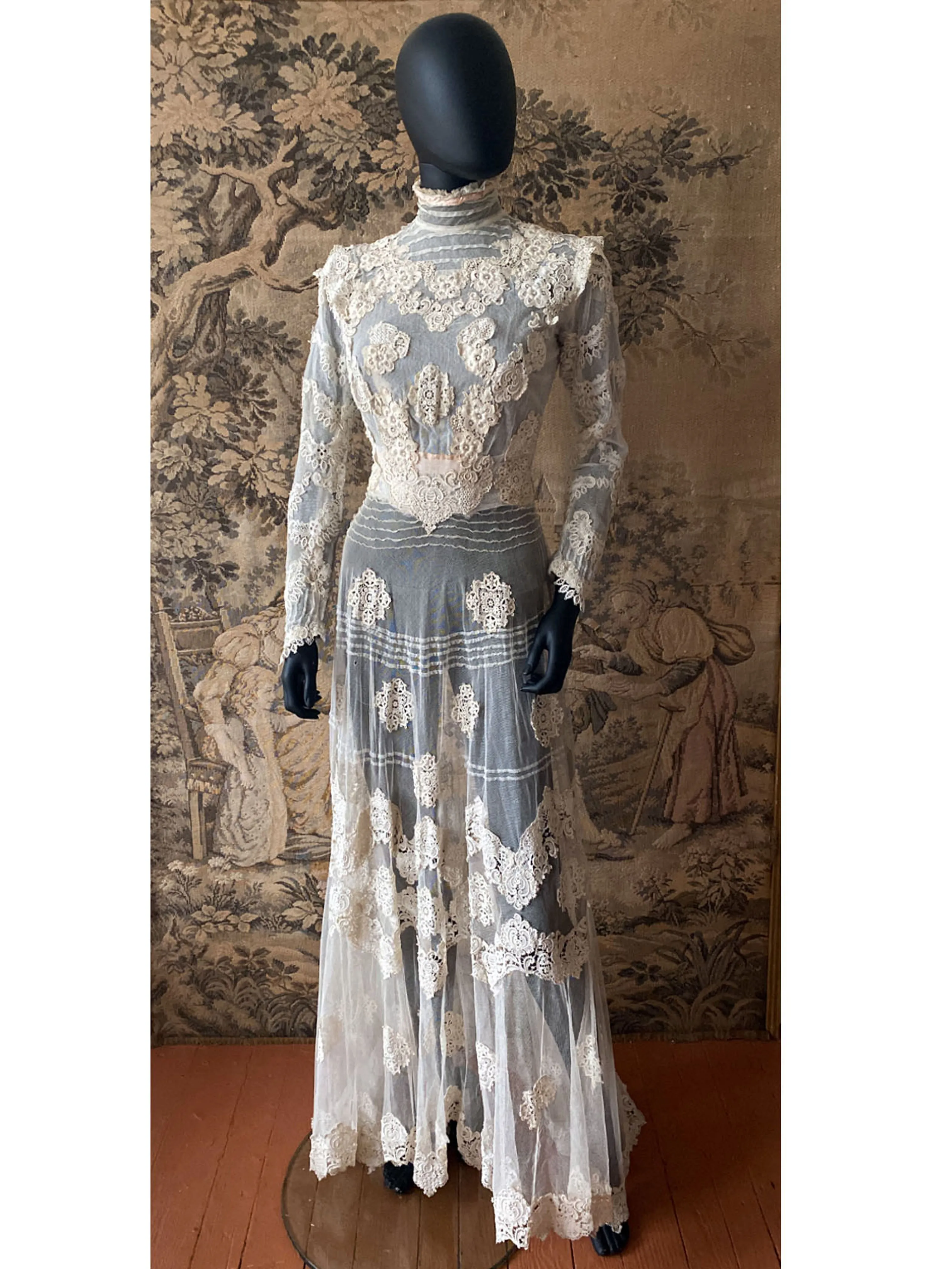 Antique Edwardian Circa 1912 Lace & Net Gown